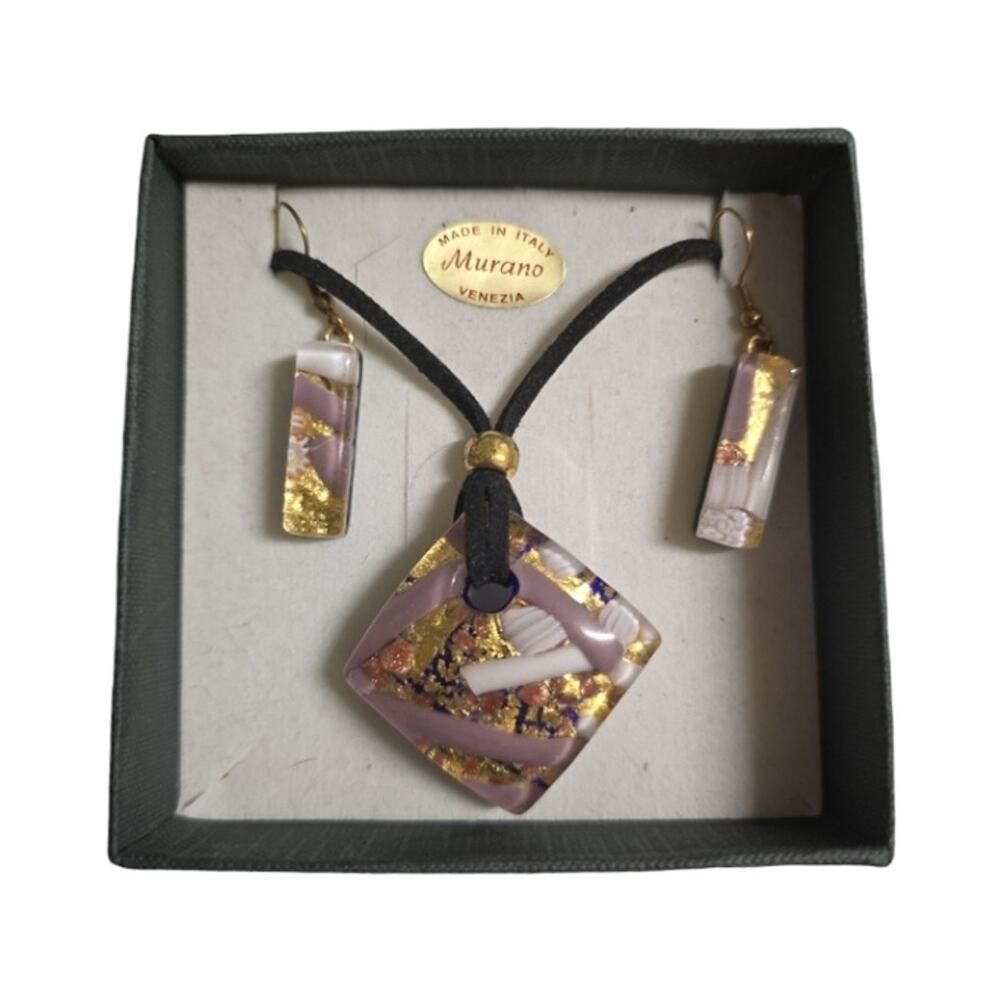 Italian Murano Glass Necklace and Earring Set Item #3026